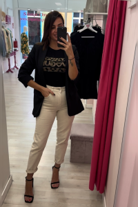 Jeans Beige Mom Fit