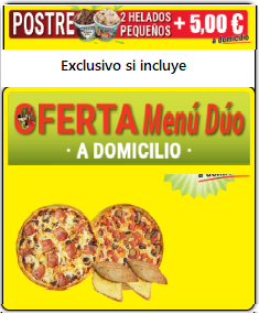 Oferta Postre 2 helados a incluir en la Oferta MENÚ DÚO